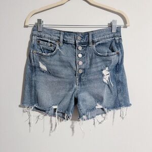 GAP - Medium Wash 5 Button Distressed Denim Shorts